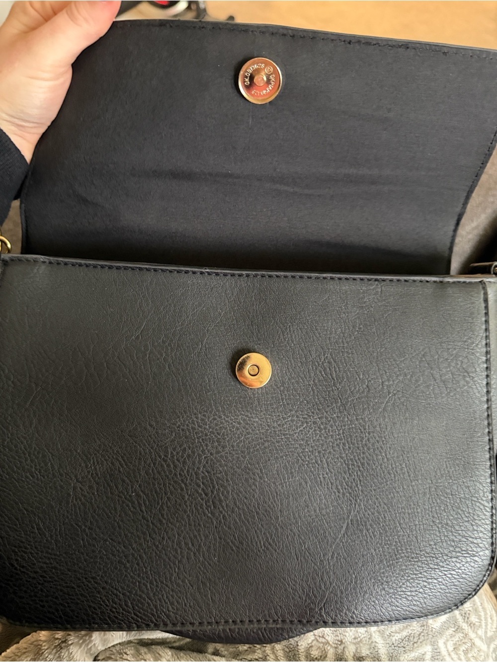 Black/Gray Stud-Accent Top Handle Shoulder Bag - Picture 6 of 8